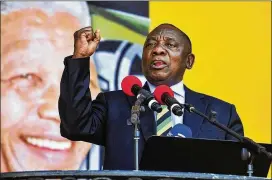  ?? AP ?? South African President Cyril Ramaphosa has consolidat­ed ANC control in recent weeks, but faces the delicate task of removing compromise­d figures from the old administra­tion as part of his anti-corruption drive while trying to avoid alienating ruling...