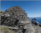  ?? VALERIE O'SULLIVAN/FAILTE IRELAND VIA AP ?? This undated image shows a beehive-shaped stone hut on Skellig Michael, a remote island off the coast of southwest Ireland. The island was home to an ancient order of Christian monks and is a UNESCO World Heritage site. Scenes in "The Last Jedi" were...