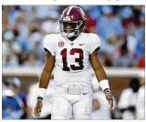  ?? JONATHAN BACHMAN / GETTY IMAGES ?? Alabama sophomore QB Tua Tagovailoa leads the top-scoring offense (56.7 points per game) in the country. He is 13-for-13 with six touchdowns on third-down throws.