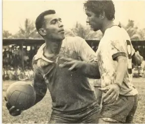 ??  ?? Krishna Chetty (right) playing for Suva.