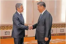  ?? ?? US SECRETARY of State Antony Blinken meets with Chinese President Xi Jinping at the Great Hall of the People, in Beijing, yesterday. | REUTERS