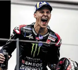  ?? Photo: Twitter@FabioQ20 ?? Fabio Quartararo after his win last weekend at the Portuguese Grand Prix