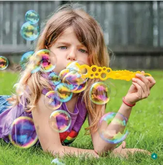  ?? REBECCA KOMPPA
Sebeka, Minnesota ?? 4
4. PLAYTIME AT GRANDMA’S
There are two things that make grandma’s house special: bubble gum and bubbles. When I see the tedium starting, I ask if anyone wants to blow bubbles and all the little ones start hopping with joy.