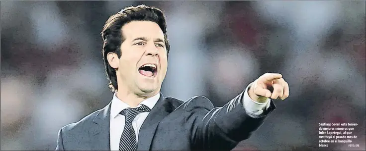  ?? FOTO: EFE ?? Santiago Solari está teniendo mejores números que Julen Lopetegui, al que sustituyó el pasado mes de octubre en el banquillo blanco