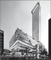  ?? SHOP ARCHITECTS ?? Ground was broken for Detroit’s 800-foot-tall, $900 million two-building project, seen in an artist’s rendering.