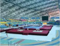  ??  ?? The gymnasium hall at the Aspire Dome is all decked up to host the 48th Artistic Gymnastics World Championsh­ips.