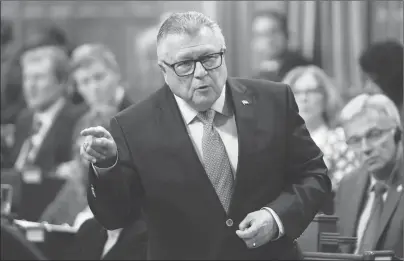  ?? CP PHOTO ?? Minister of Public Safety Ralph Goodale speaks during question period in the House of Commons on Parliament Hill in Ottawa.