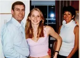  ?? Pictures: GETTY, PA, REX ?? Left, Prince Andrew with a then 17-year-old Virginia Roberts and Ghislaine Maxwell.