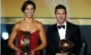  ?? Arnd Wiegmann/Reuters ?? Carli Lloyd alongside Lionel Messi after being named women’s player of the year at the 2015 Ballon d’Or ceremony. Photograph: