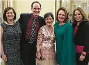  ??  ?? At the recent Champions School holiday party are Houston school managers Karen Smith, Katy; Henry Britt, Live Broadcast/Curriculum; Dorothy Barringer, Galleria; Rita Santamaria, owner; and Connie Sanders, North Campus.