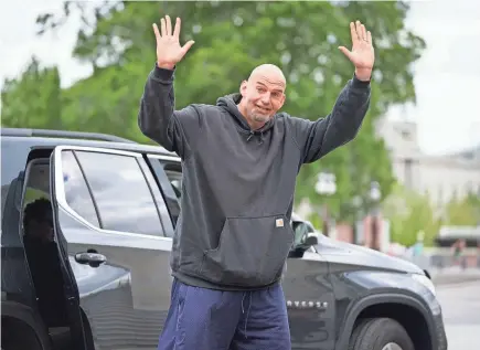  ?? JACK GRUBER/USA TODAY ?? Sen. John Fetterman, D-Pa., returns to the U.S. Senate in April for the first time since he was hospitaliz­ed for clinical depression. He recently has staunchly defended Israel and its fight against Hamas.