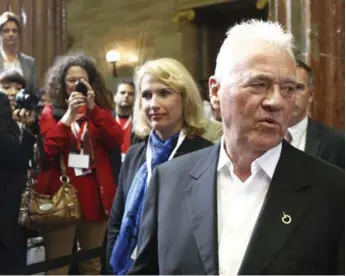  ?? HEINZ-PETER BADER/REUTERS ?? Exit polls show Austro-Canadian billionair­e Frank Stronach clearing the 4 per cent hurdle needed to get into parliament. His populist party looked likely to win 11 seats, a gain of six.