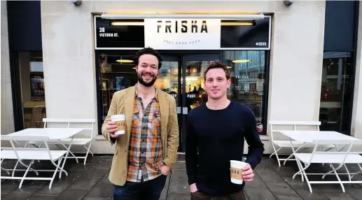  ?? Photo: Dave Betts ?? Griff Holland and Ed Brown pictured outside the Friska branch in Victoria Street, Bristol, in 2014