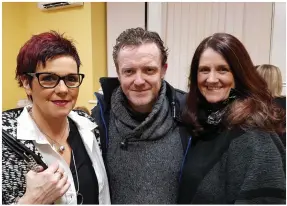  ??  ?? RIGHT: Martina Fleming, Brendan O’Sullivan and Recovery Haven art therapist and mindfulnes­s practition­er, Nikki Roberts.