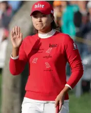  ?? —AP ?? South Korea’s Jin Young Ko reacts on the 18th hole of the LPGA KEB Hana Bank Championsh­ip’s third round in Incheon, South Korea, on Saturday.