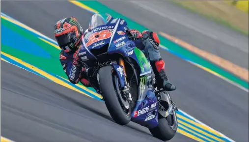  ??  ?? DOMINIO. Maverick VIñales fue el más rápido del sábado y saldrá primero en la carrera de Le Mans seguido de su compañero Rossi.