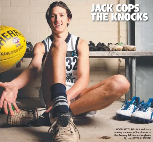  ?? Picture: PETER RISTEVSKI ?? GOOD ATTITUDE: Jack Walters is making the most of his chances at the Geelong Falcons and Anglesea. JACK COPS THE KNOCKS