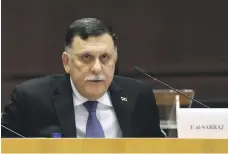  ?? AFP ?? Libyan Prime Minister Fayez Al Serraj at a high-level conference on migration at the EU parliament in Brussels last year