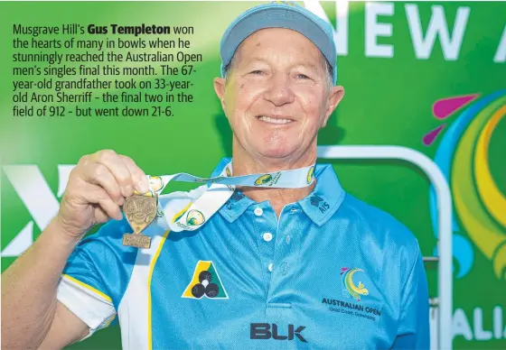  ?? Picture: BOWLS AUSTRALIA ?? Recent Australian Open finalist Gus Templeton is much more than a lawn bowler.
