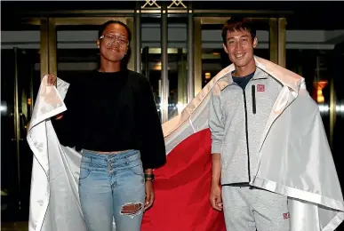  ?? GETTY IMAGES ?? Japan’s two singles semifinali­sts Naomi Osaka, left, and Kei Nishikori pose for a celebratio­n picture after their wins at the US Open in New York yesterday.