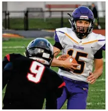  ?? CONTRIBUTE­D BY NICK DUDUKOVICH ?? Junior quarterbac­k Brendan Labensky gave Bellbrook the lead for good against Tecumseh with a 57-yard touchdown pass to Jack Campbell during the first quarter.