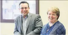  ?? NICK BRANCACCIO ?? Barry and Karen Fowler, seen Thursday at their of Fowler Financial Group office, announce they are committing a planned gift of $500,000 to Hotel-Dieu Grace Healthcare.