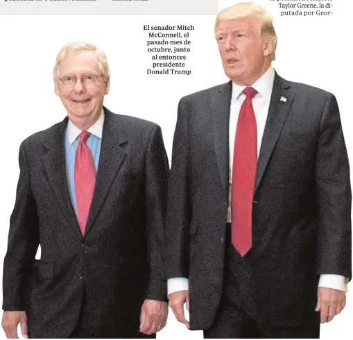  ?? AFP ?? El senador Mitch McConnell, el pasado mes de octubre, junto al entonces presidente Donald Trump