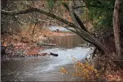  ?? RICK SILVA — PARADISE POST ?? Despite recent rain, precipitat­ion levels are not meeting the needed amount to begin to impact months of drought, experts say. Big Chico Creek within lower Bidwell Park was tame Monday in Chico despite the storm.