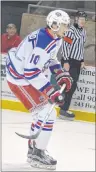  ?? JASON SIMMONDS/JOURNAL PIONEER ?? Summerside D. Alex MacDonald Ford Western Capitals forward Kallum Muirhead of Charlottet­own recorded five points, including four goals, in the final two games of the MHL (Maritime Junior Hockey League) regular season.