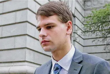  ?? Steven Senne / Associated Press file photo ?? In this Aug. 21, 2019, photo, Nathan Carman departs federal court in Providence, R.I. Federal prosecutor­s will provide some grand jury transcript­s to Carman, a former Middletown resident who is accused of killing his mother off Block Island.