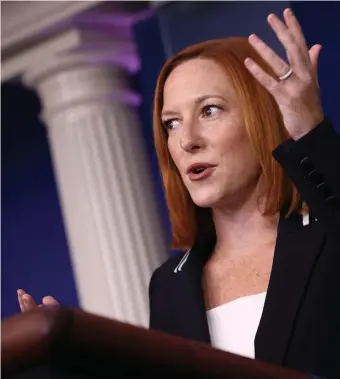  ?? GETTy iMAgES FiLE ?? PRESS PAWS ON BAD NEWS: White House press secretary Jen Psaki has told reporters that the White House cat will be introduced on a bad-news day. Despite everything, though, the cat’s still away.
