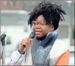  ?? Jeremy stewart ?? Teonna Thomas recites Maya Angelou’s poem “Still I Rise” during the program for the 17th Annual Martin Luther King Jr. Walk in downtown Cedartown on Monday, Jan. 17.