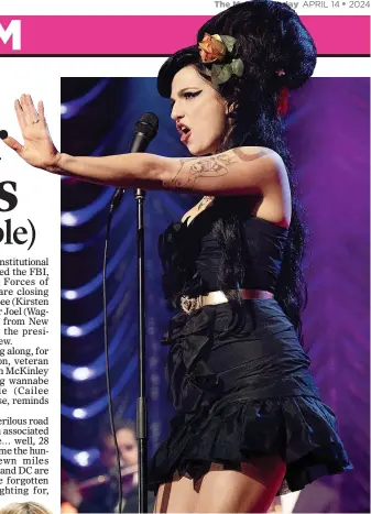  ?? ?? PRETTY IMPRESSIVE: Marisa Abela, above, as Amy Winehouse in Back To Black. Below: Lucy Boynton stars in The Greatest Hits