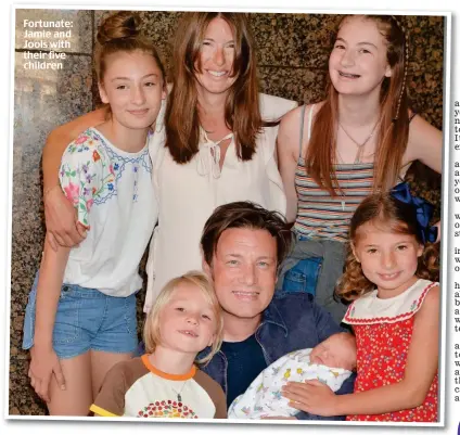  ?? ?? Fortunate: Jamie and Jools with their five children