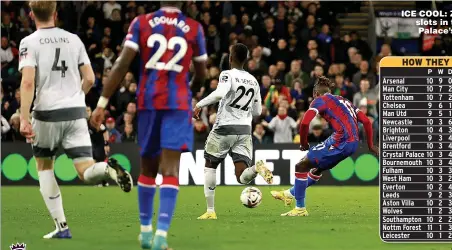  ?? ?? ICE COOL: Zaha calmly slots in to complete Palace’s comeback