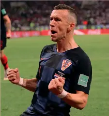  ??  ?? L’esultanza di Ivan Perišić, 29 anni, dopo il gol del pareggio GETTY