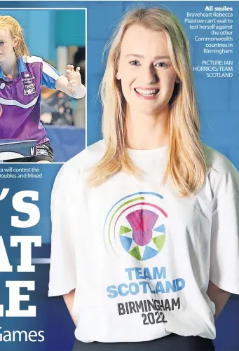  ?? ?? All smiles Braveheart Rebecca Plaistow can’t wait to test herself against the other Commonweal­th countries in Birmingham
PICTURE: IAN HORRICKS/TEAM SCOTLAND