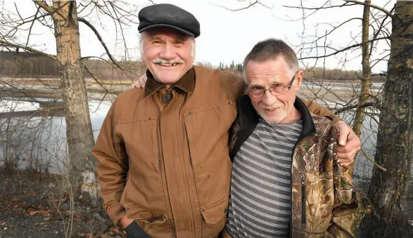  ?? CITIZEN PHOTO BY BRENT BRAATEN ?? Sam Schacke, 79, left, and Dennis Balogh, 70 are now good friends. Sam saved Dennis from drowning in Tagai Lake on Sept. 29.