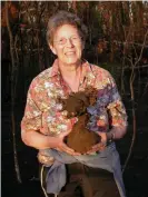  ??  ?? Pam Catcheside poses with a Stonemaker fungus in 2008. Photograph: Pam Catcheside