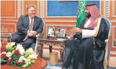  ?? Afp ?? Autoridade­s turcas registraro­n la noche del lunes el consulado de Arabia Saudita en Estambul. Mike Pompeo en amena reunión ayer con el príncipe heredero saudí Mohamed bin Salmán.