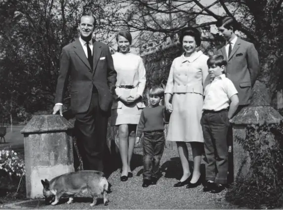  ?? (PA) ?? Windsors in Windsor: pictured in the grounds of Frogmore House in April 1968 are the royal parents with (from left), Princess Anne and princes Edward, Andrew and Charles