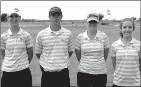  ?? COURTESY PHOTO ?? The Prairie Grove girls golf team placed sixth at state. From left: Emily Sapp, coach Mitch Cameron, Cecilia Gasca and Abby Bostain.