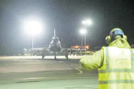  ?? AP ?? In this image provided the Ministry of Defence, an RAF Typhoon FRG4 aircraft prepares to take off to conduct further strikes against Houthi military targets in Yemen, from RAF Akrotiri, Cyprus.
