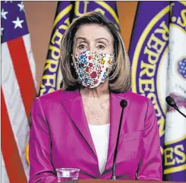  ?? J. Scott Applewhite The Associated Press ?? Speaker Nancy Pelosi, seen Thursday, said Friday that she was prepared for an impeachmen­t vote after requests to invoke the 25th Amendment were refused.