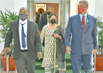  ?? MP Aseri Radrodro. Photo: Parliament News ?? From left: SODELPA Member of Parliament Niko Nawaikula, Minister for Education, Heritage and Arts Premila Kumar and SODELPA