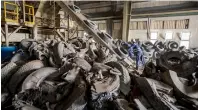  ??  ?? ANOTHER TYRE CYCLE ... Damaged and used tyres get shredded at the tyre recycling plant using the cryogenic process.