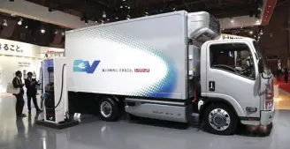  ??  ?? Isuzu is pursuing electrific­ation and has presented an ELF EV truck model that not only boasts zero emissions and very low noise and vibration, but also a large-capacity battery and nextgenera­tion rapid charging technology.