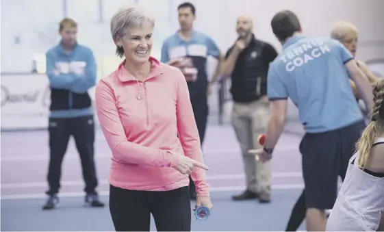 ??  ?? 2 Judy Murray at the David Lloyd centre in Glasgow yesterday where she held a tennis workshop, which included how to make coaching more family friendly.