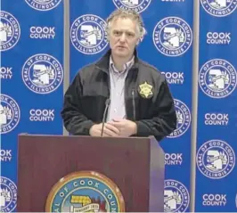  ?? SCREEN IMAGE ?? Cook County Sheriff Tom Dart discusses the violence Monday.