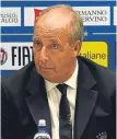  ??  ?? Gian Piero Ventura
“Tog ether, t he three things guarantee success.”
Italy midfielder Marco Verratti picked up a yellow card on Friday that means he will miss out tonight through suspension.
